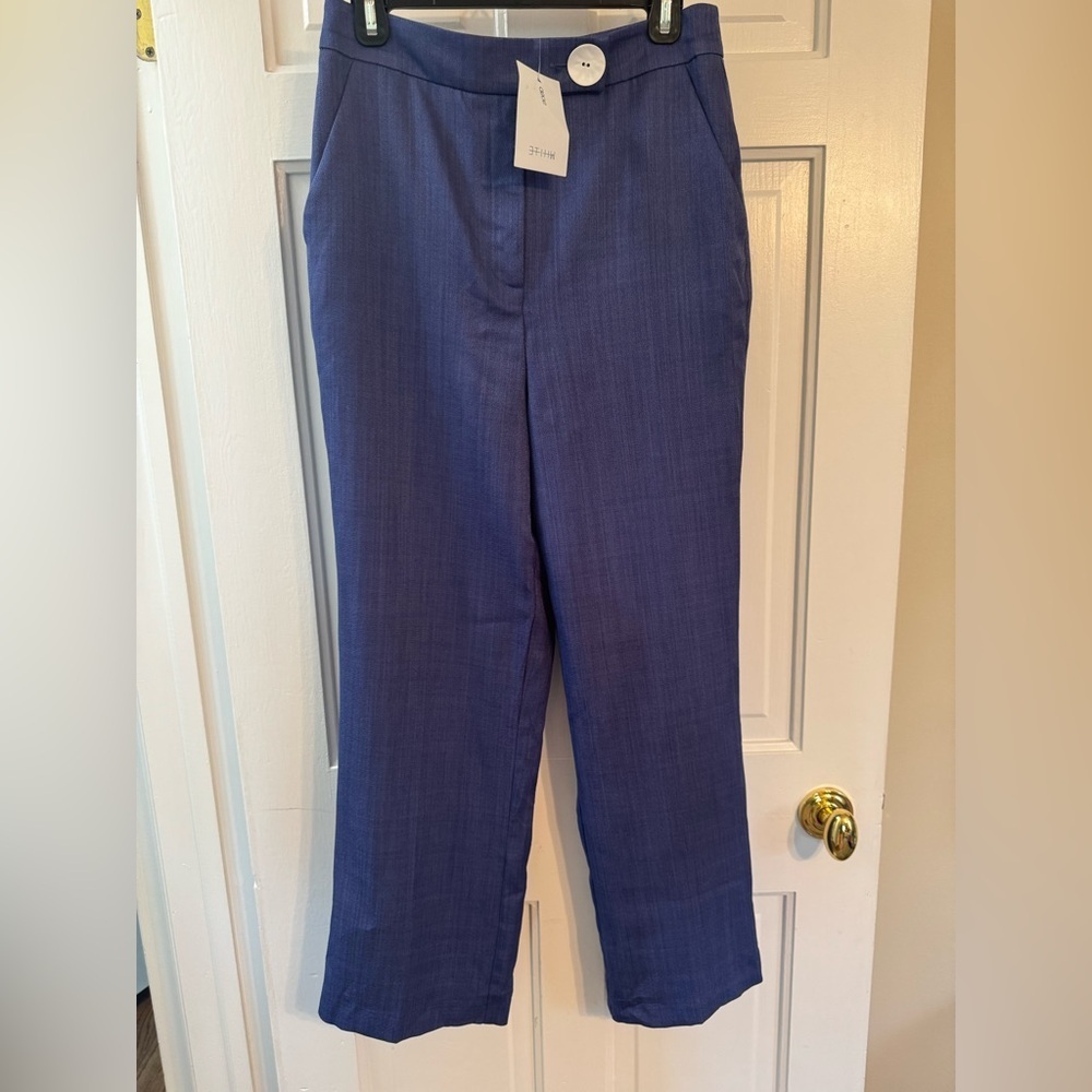 NWT ASOS White Cobalt Blue Tailored Cropped Pants US 6